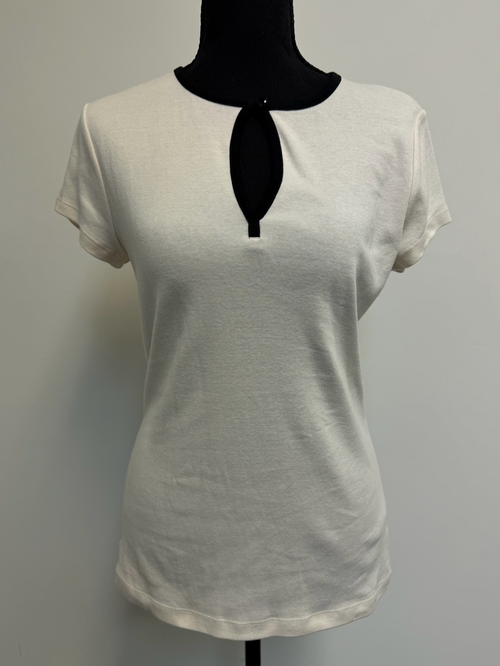 Lauren Ralph Lauren Cream Short-Sleeve Keyhole Tee